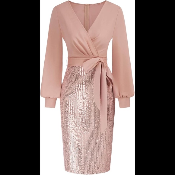 NWT Grace Karin Champagne Sequin Cocktail Party Dress Size Medium - Picture 2 of 7